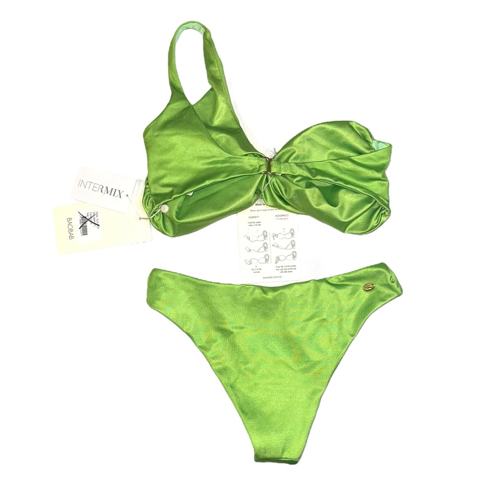 NWT Baobab Collection Ola Twist Lime Green Bikini Set Top and Bottom XS/S - Picture 2 of 4